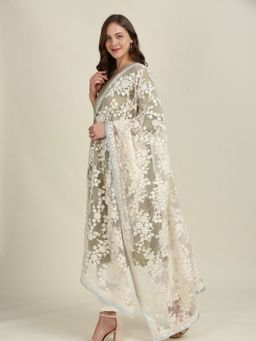 Dupatta Bazaar - Womens Off White Embroidered Dupatta