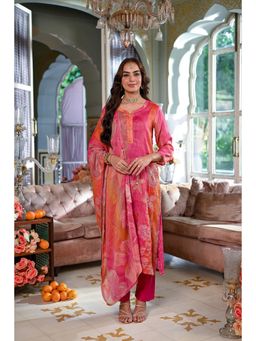 Mahee Jaipur - Pink Embroidered Kurta with Pant & Dupatta