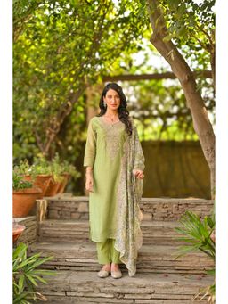 Mahee Jaipur - Green Zubeida Chanderi Kurta with Pant & Dupatta