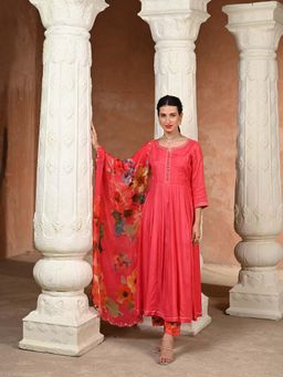 Mahee Jaipur - Pink Zubeidaa Muslin Anarkali with Pant & Dupatta