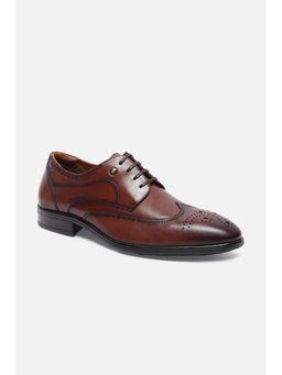 Louis Philippe - Men Brown Leather Lace Up Brogues Shoes