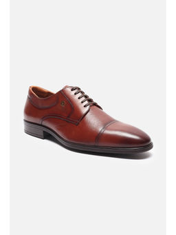 Louis Philippe - Men Brown Leather Lace Up Derbies Shoes