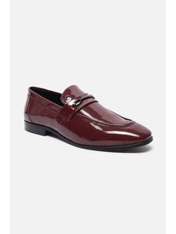 Louis Philippe - Men Maroon Leather Slip On Loafers