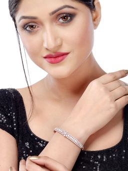 Saraf RS Jewellery - Floral design light diamond Bracelet Rose Gold plated