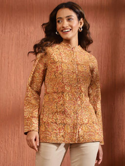 Fabindia - Mustard Cotton Printed Jacket