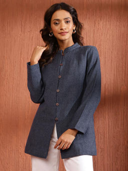 Fabindia - Blue Wool Solids Jacket