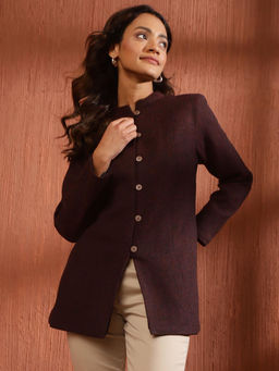Fabindia - Maroon Wool Solids Jacket