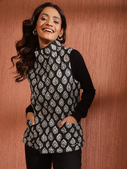 Fabindia - Black Cotton Printed Jacket