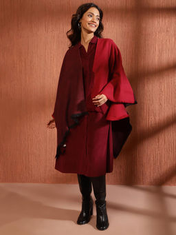 Fabindia - Red Wool Woven Poncho