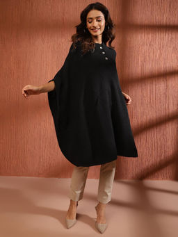 Fabindia - Black Acrylic & Nylon Woven Shrug
