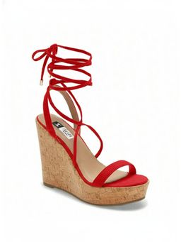 IRUSSH - Women Bold Red Suede Cork Gladiators