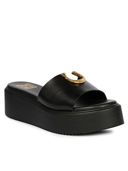 Saint G - Women Viviblu Black Leather Platform Sandals