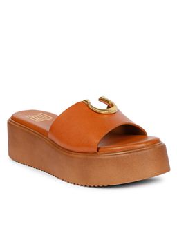 Saint G - Women Viviblu Tan Leather Platform Sandals