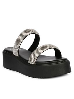 Saint G - Women Viviblu Black Leather Platform Sandals