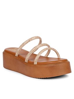 Saint G - Women Viviblu Tan Leather Platform Sandals