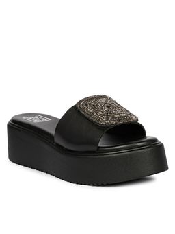 Saint G - Women Viviblu Black Leather Platform Sandals