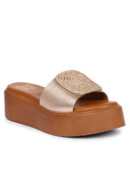 Saint G - Women Viviblu Gold Leather Platform Sandals