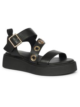 Saint G - Women Viviblu Black Leather Platform Sandals