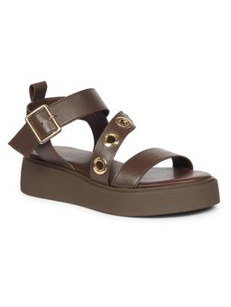 Saint G - Women Viviblu Brown Leather Platform Sandals