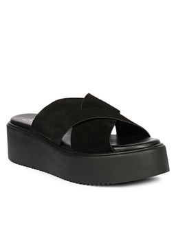 Saint G - Women Viviblu Black Leather Platform Sandals