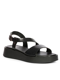 Saint G - Women Viviblu Black Leather Platform Sandals