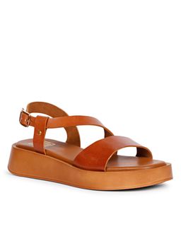 Saint G - Women Viviblu Tan Leather Platform Sandals