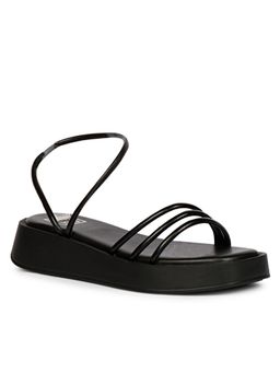 Saint G - Women Viviblu Black Solid Leather Platform Sandals
