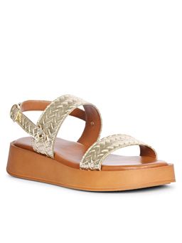 Saint G - Women Viviblu Gold Leather Platform Sandals
