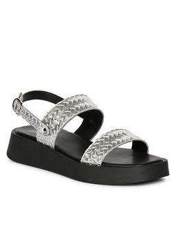 Saint G - Women Viviblu Silver Leather Platform Sandals