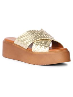 Saint G - Women Viviblu Gold Leather Platform Sandals