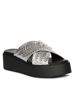 Saint G - Women Viviblu Silver Leather Platform Sandals