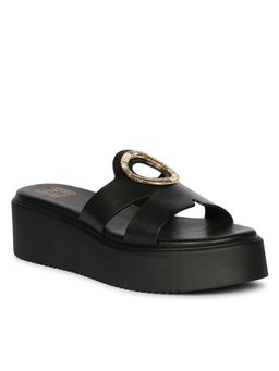 Saint G - Women Viviblu Black Leather Platform Sandals