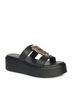 Saint G - Women Viviblu Black Leather Platform Sandals