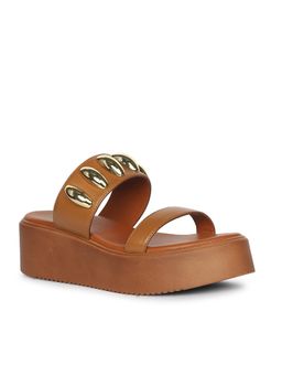 Saint G - Women Viviblu Tan Leather Platform Sandals