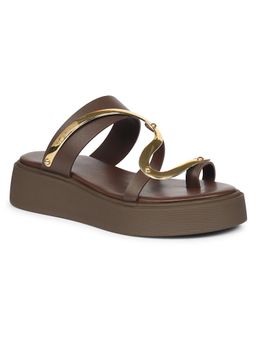 Saint G - Women Viviblu Brown Leather Platform Sandals