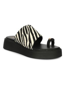 Saint G - Women Viviblu Black Animal Printed Leather Platform Sandals