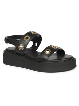 Saint G - Women Viviblu Black Leather Platform Sandals