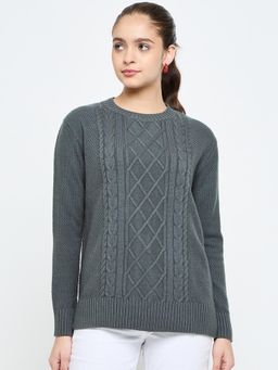 Creative Line - Grey Self Design Knitted Top