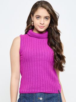 Creative Line - Purple Self Design Knitted Top