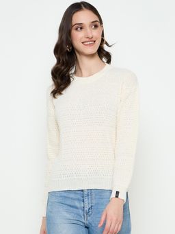 Creative Line - Beige Self Design Knitted Top