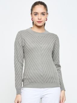 Creative Line - Grey Self Design Knitted Top