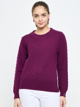Creative Line - Purple Self Design Knitted Top
