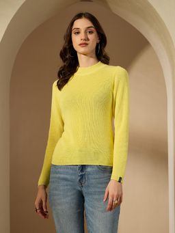 Creative Line - Yellow Self Design Knitted Top