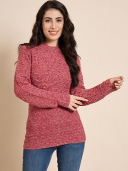 Creative Line - Red Self Design Knitted Top
