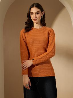Creative Line - Tan Self Design Knitted Top
