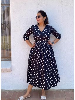 Label Tanvee - Black Polka Wrap Around Dress