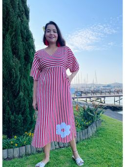 Label Tanvee - Red Stripes Kaftan Dress