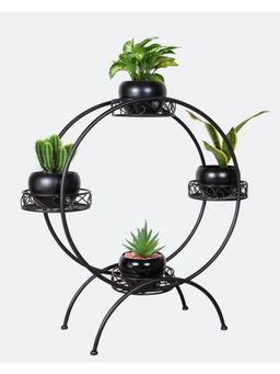 Homesake - Round Black Planter 4 Tier Rack Shelf