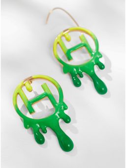Outhouse - Drip Oh Maxi Earrings In Dual Tone Acid Green