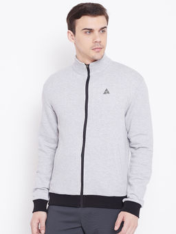 Athlisis - Men Grey Collar Zipper Jacket